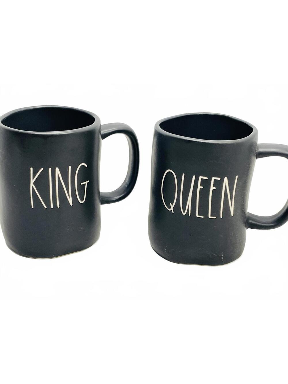 Rae Dunn Artisan Collection by Magenta King and Queen Mug Set Black Ceramic